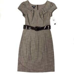 A. Byer Juniors Beige Marled Belted Career Style Sheath Dress Size Juniors 9 NWT